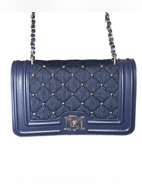 BADGLEY MISCHKA Denim Quilted Studded X-body Bag w/
Combination Strap - NWT